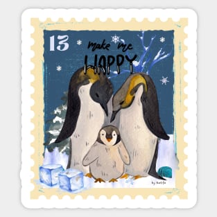 Penguin Family Makes Me Happy Sticker